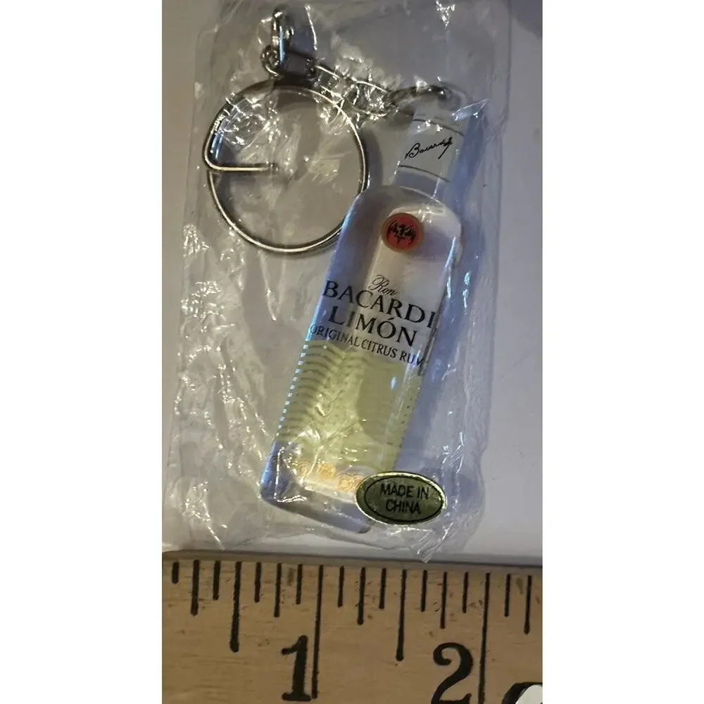1990s Vintage Promo Keychain Bacardi Limon Original Citrus Rum Lucite Bottle